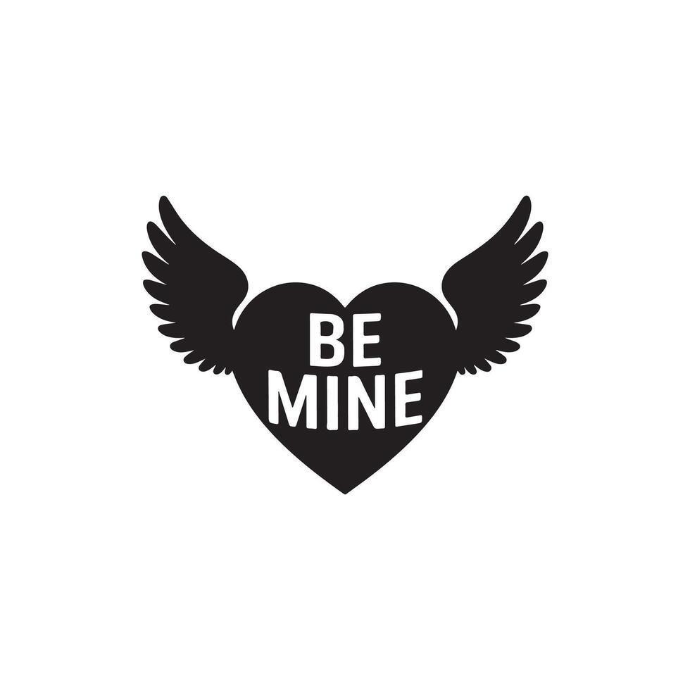 Be mine logo with wings vector