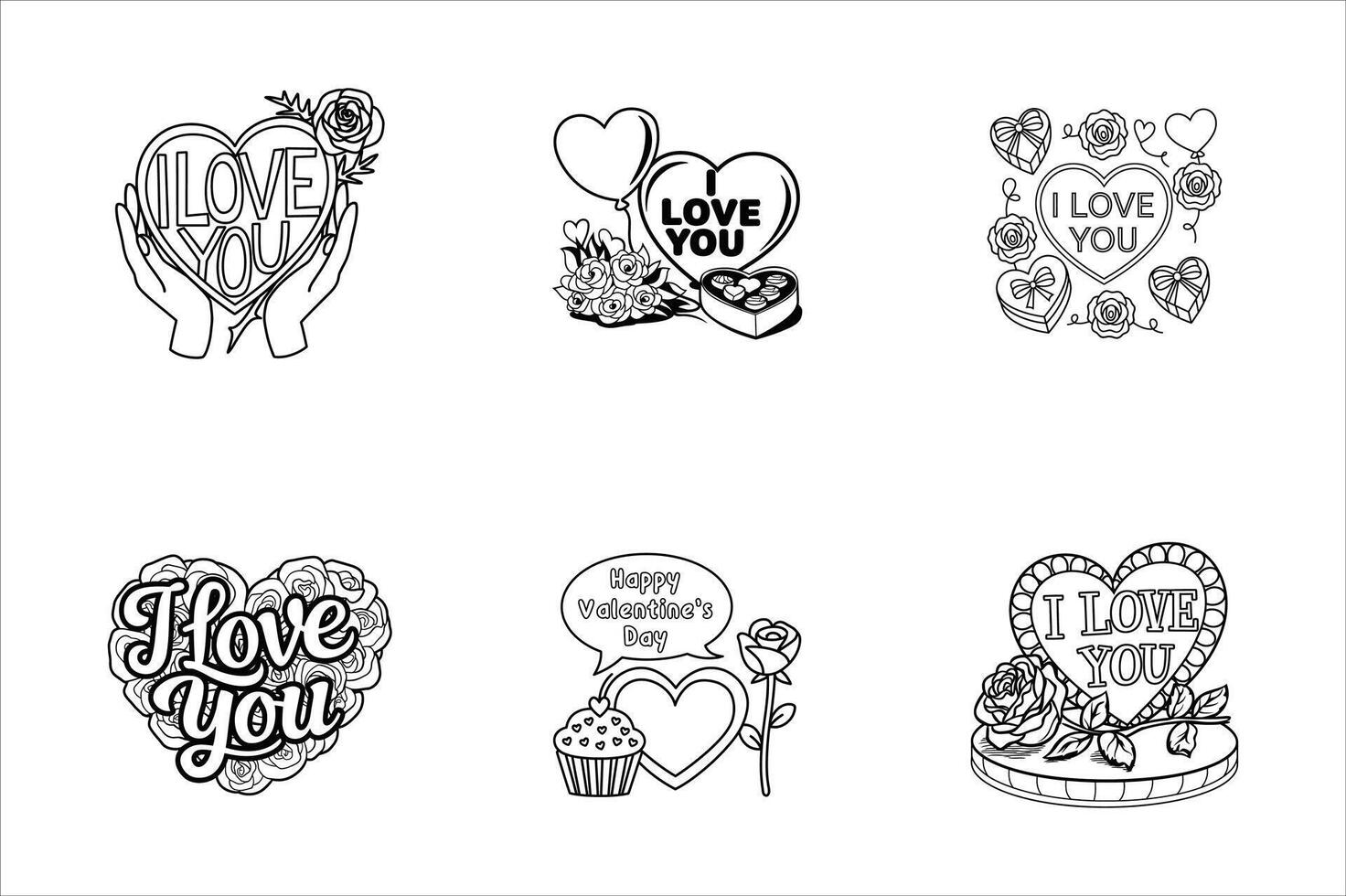 Valentine's day coloring pages vector