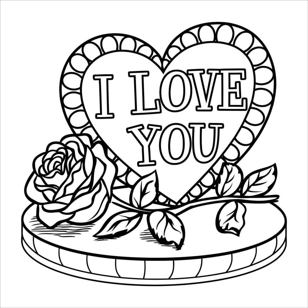 I love you coloring pages for valentine day vector