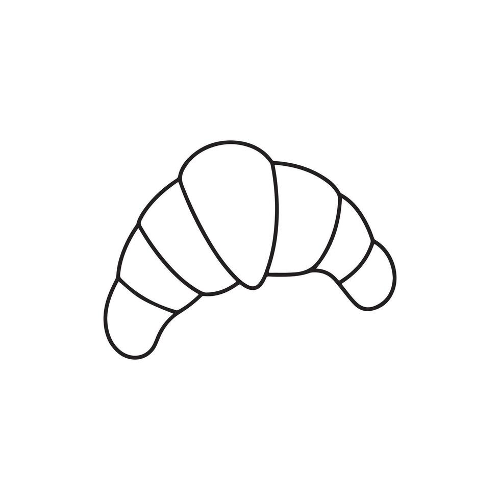 Croissant icon of bread, line and black glyph, cartoon icon set. Hand drawn sketch fresh bakery. Shop flat food design.Icon for infographic, packaging label, for food app and website, bistro vector