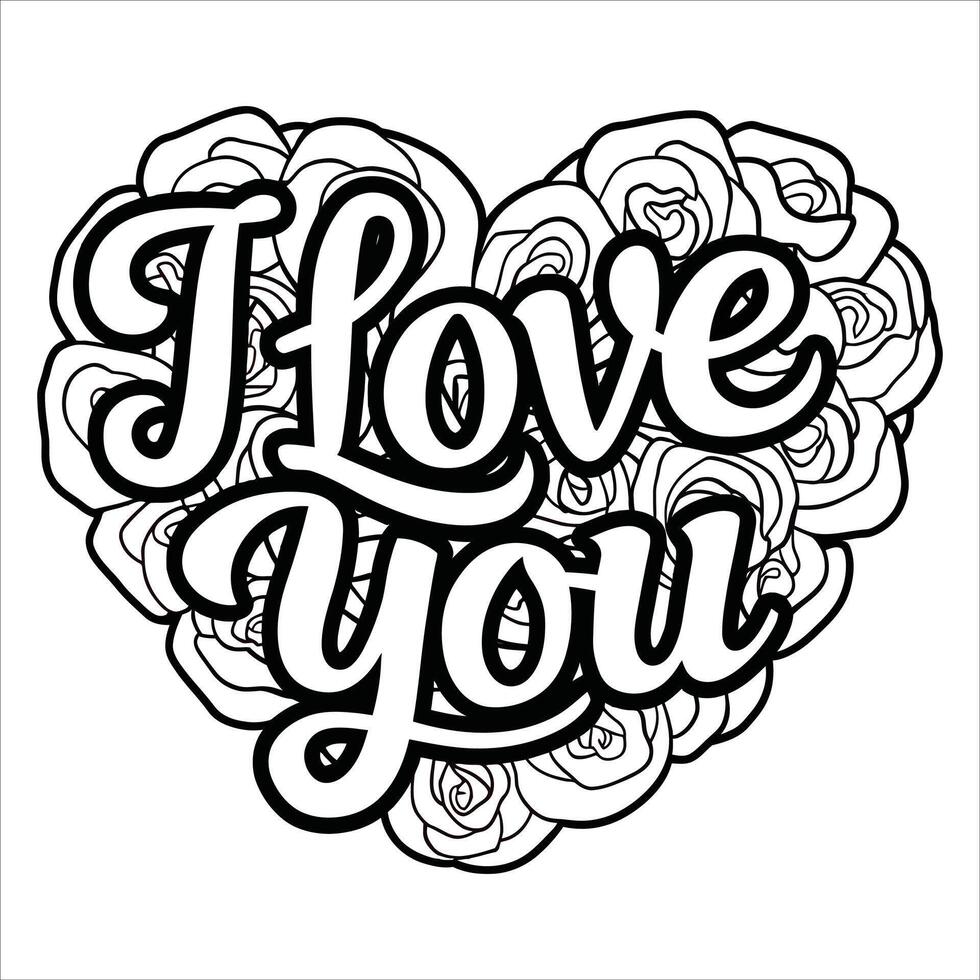 I love you coloring pages vector