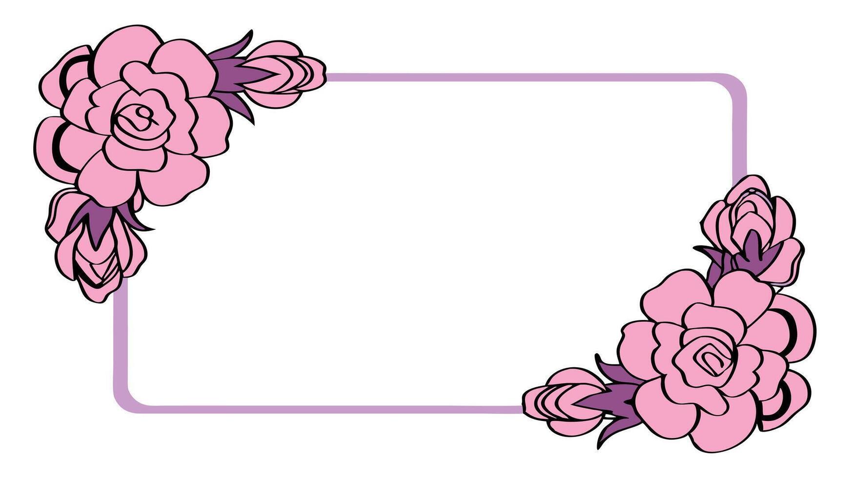 A floral frame with pink roses and space for text vector