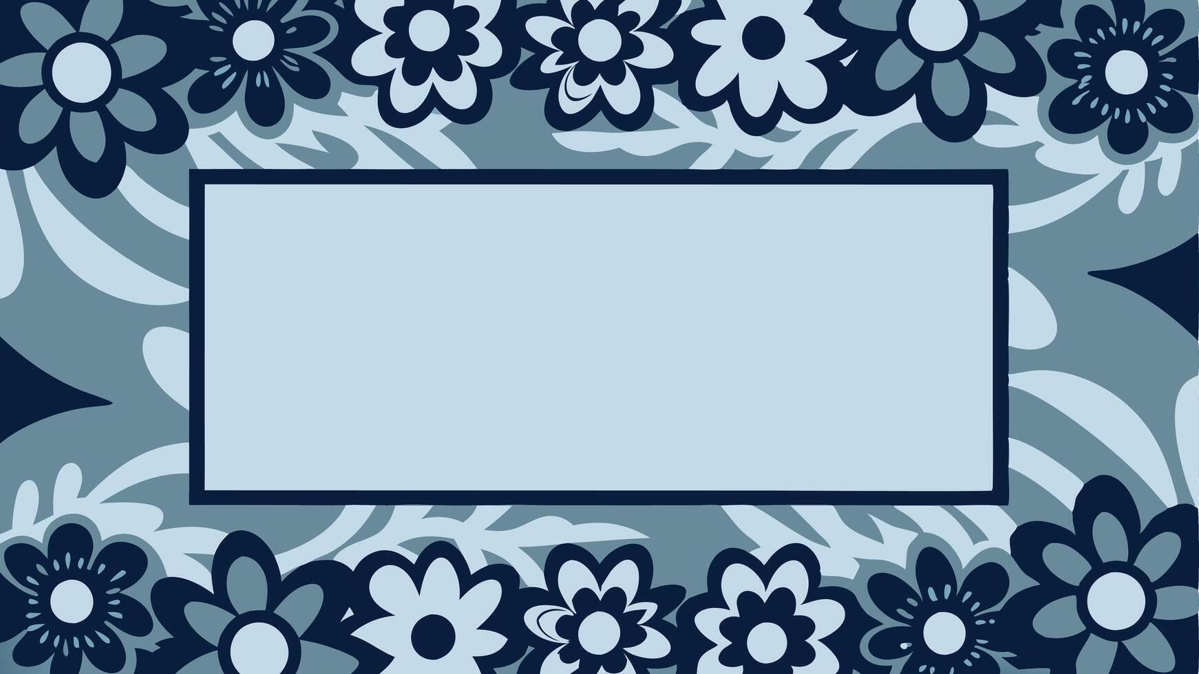 A blue floral frame with a blank space for text vector