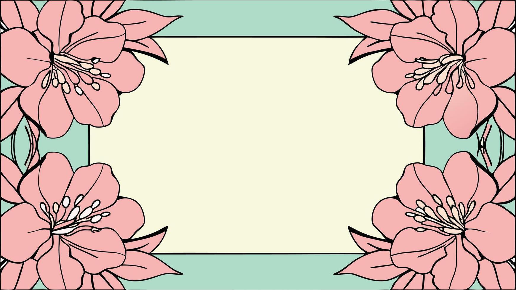 A pink flower frame with a blank space for text vector