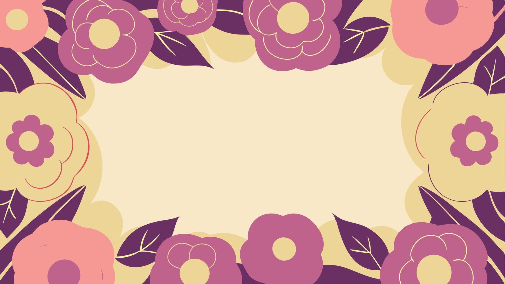 A floral frame with a pink and purple background vector