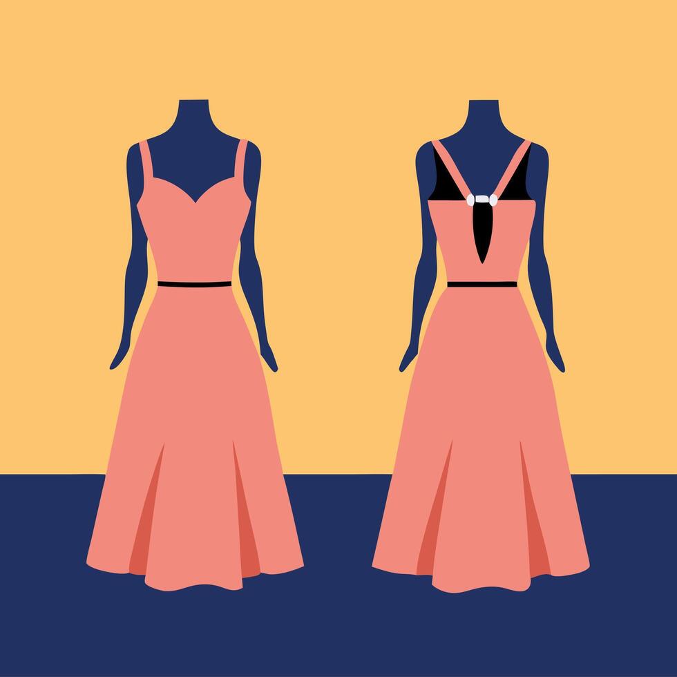 Fashionable women's dress illustration vector