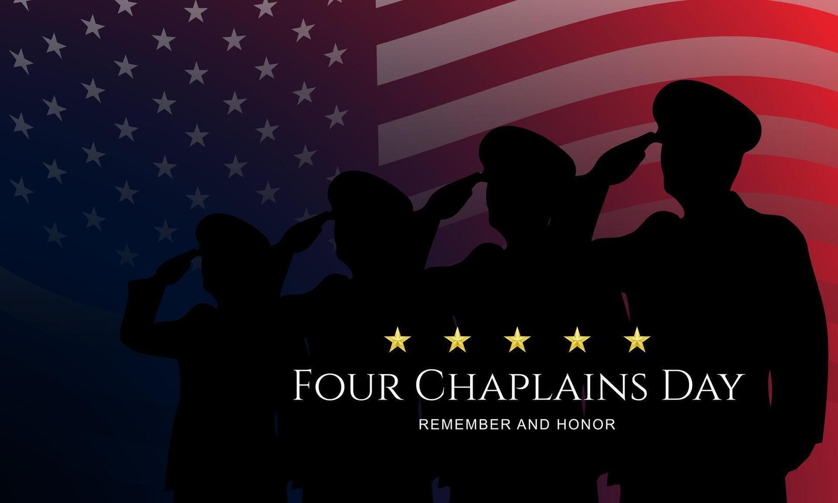 Four Chaplains Day Remember And Honor, February 03 Design Background Illustration vector