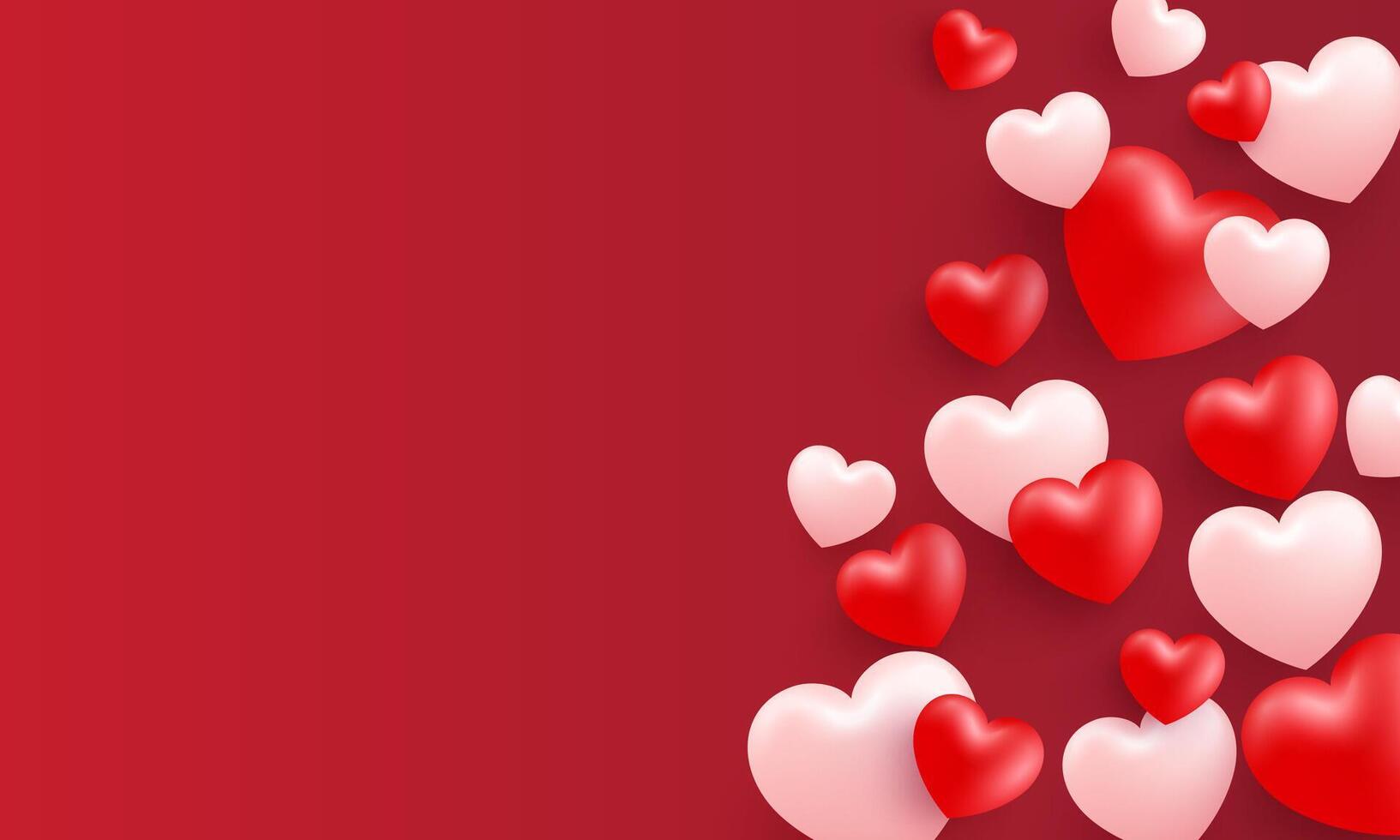 Valentines day background with red and white hearts illustration. vector