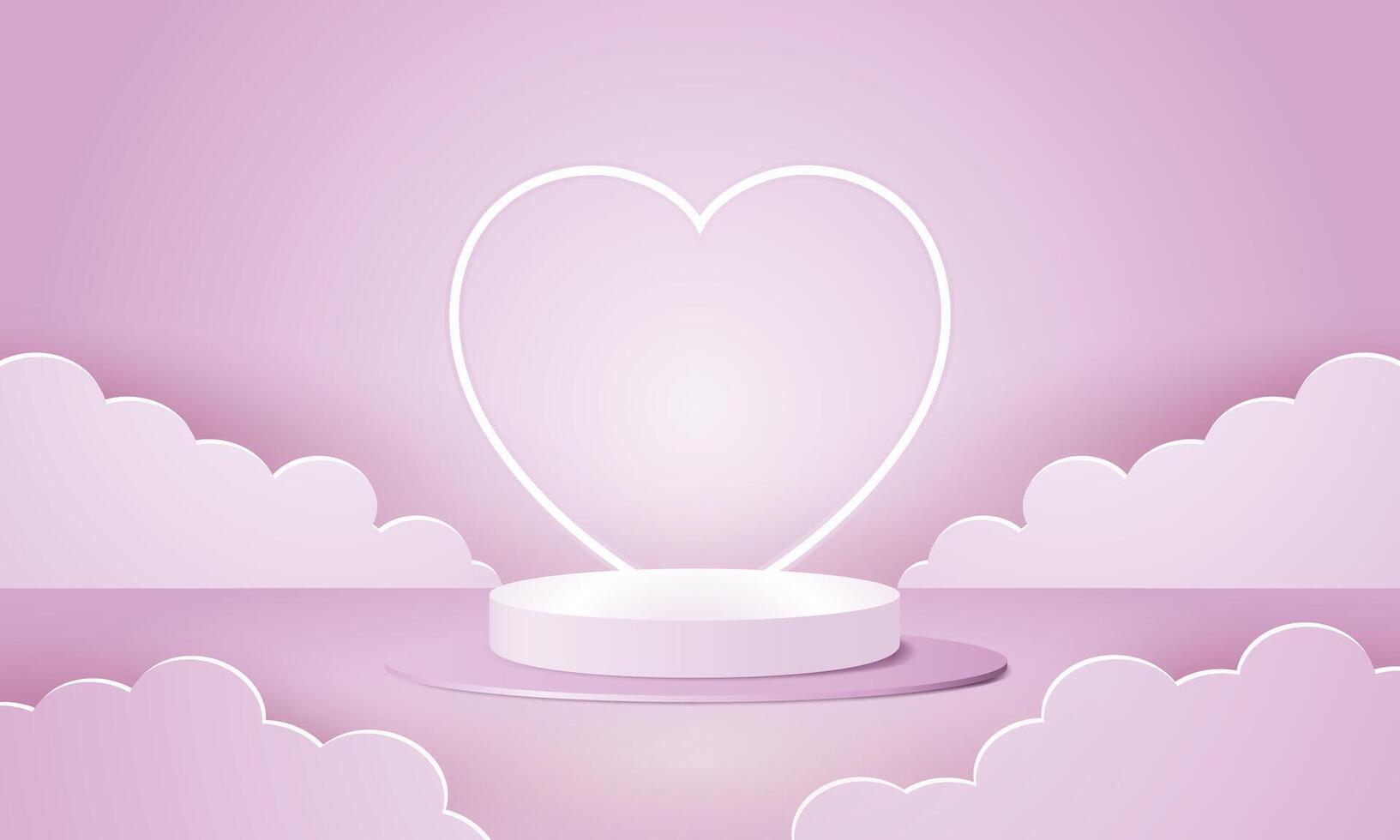 Valentine's day background with heart and clouds illustration. vector