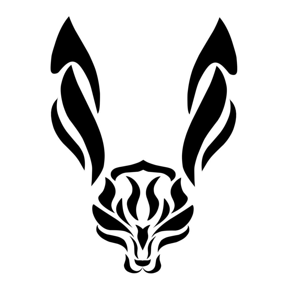illustration graphic of tribal art abstract design black rabbit head tattoo on white background vector