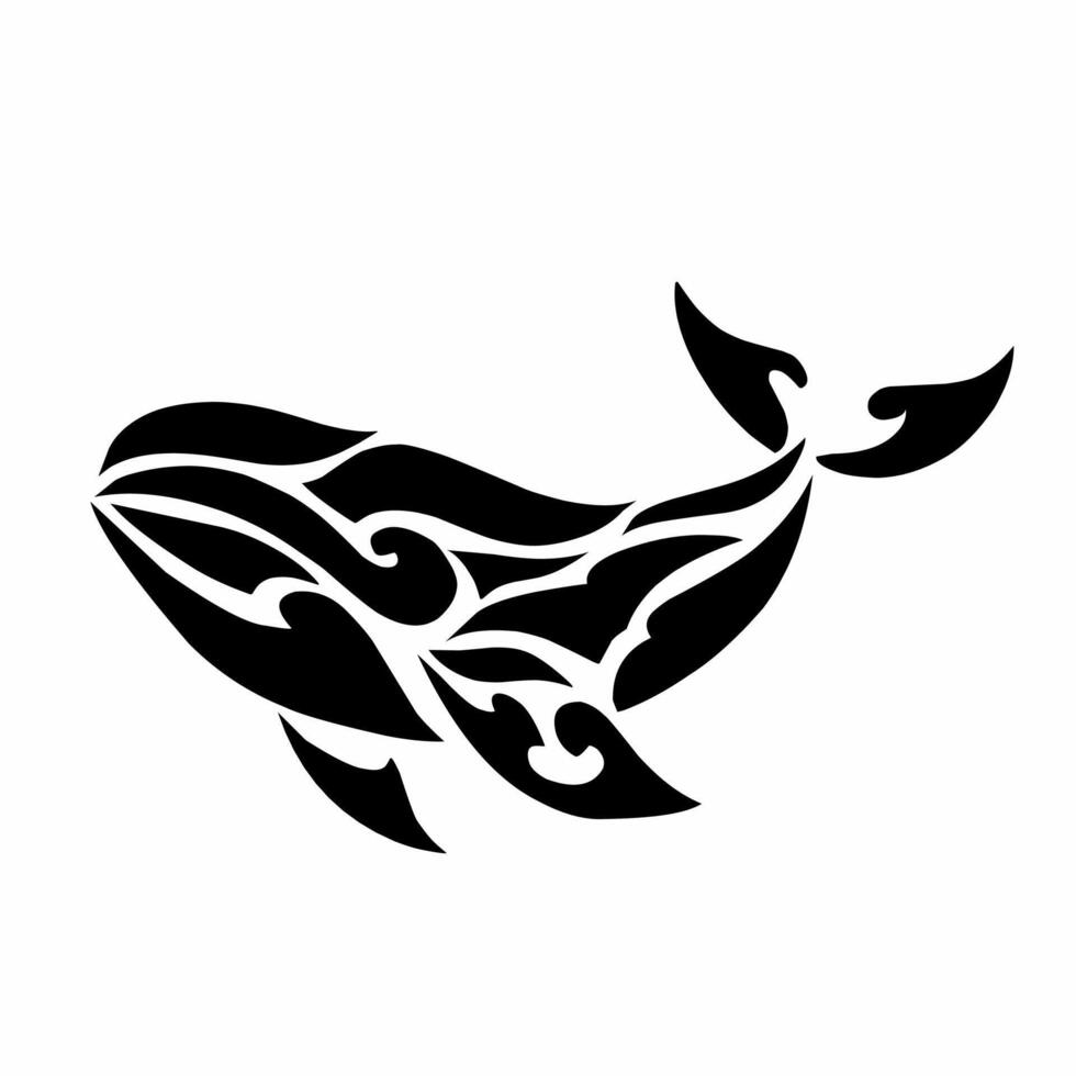 illustration graphic of tribal art abstract design whale tattoo with white background vector
