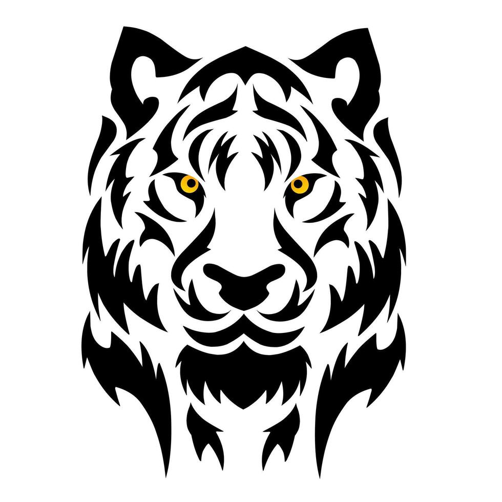 illustration graphic of tribal art abstract design tiger head tattoo with white background vector