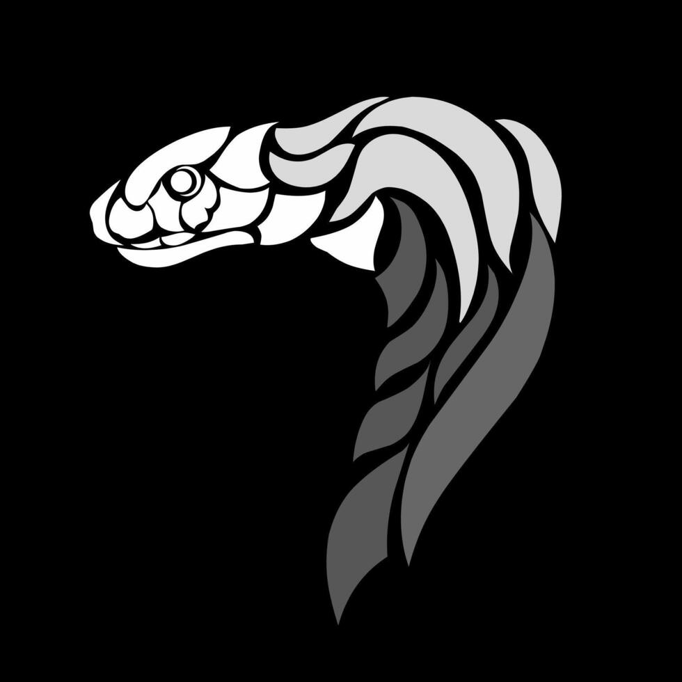 illustration graphic of tribal art abstract design black and white cobra snake head tattoo vector