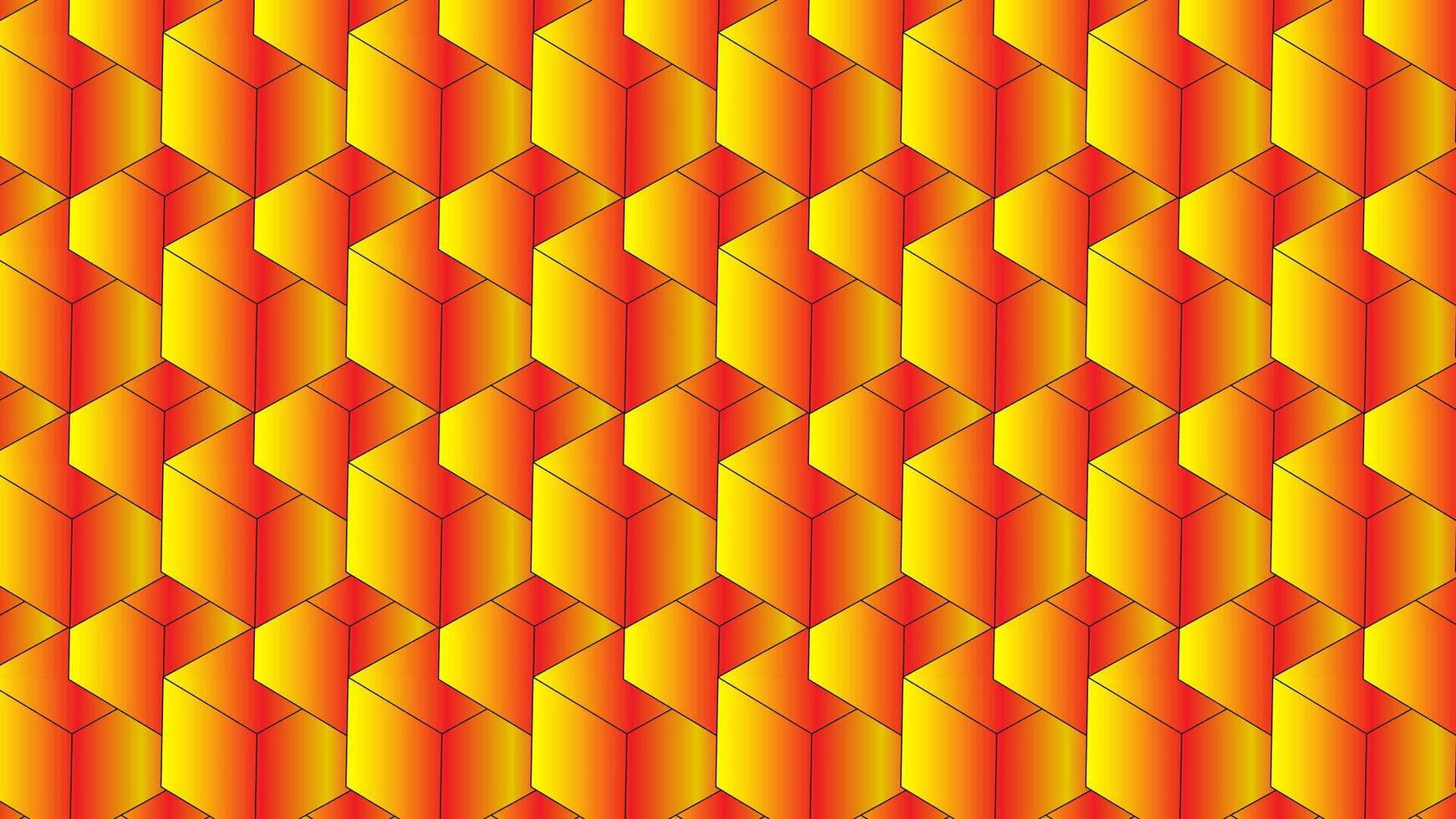 a pattern of orange and yellow cubes vector