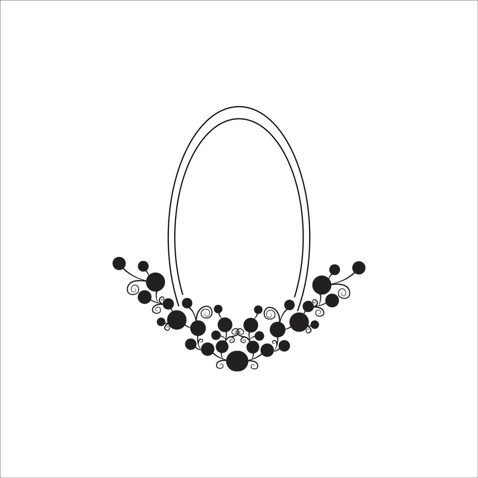 Frame a black and white logo for a flower wreath vector
