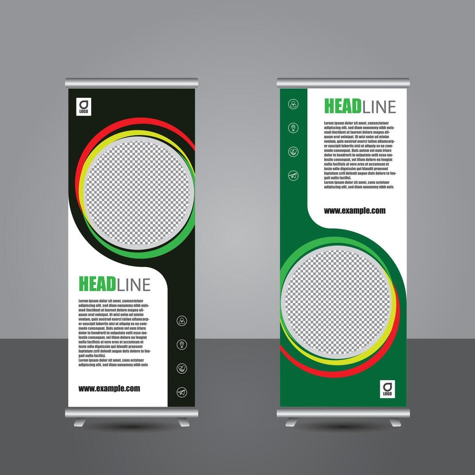 Black green simple design template Roll up banner. stand banner layout, pull up, x-banner, flag-banner vector