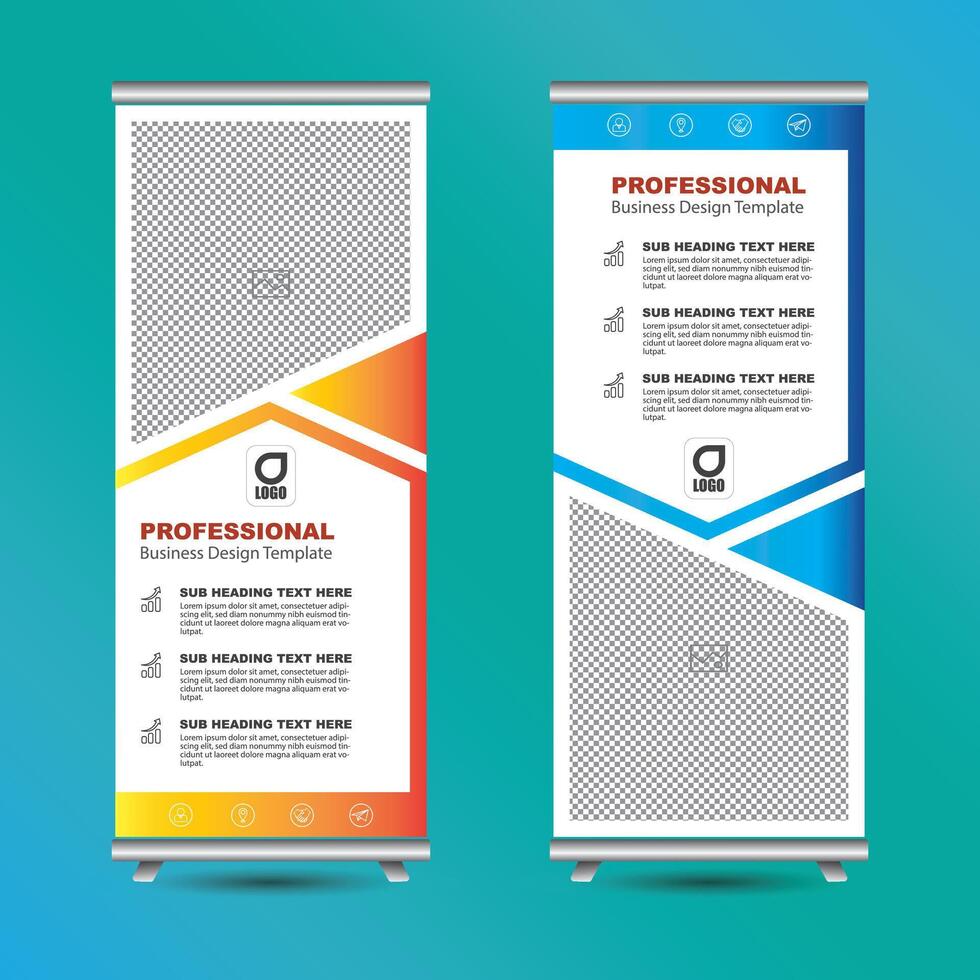 Gradient blue and orange roll up business x banner design, Business, Shop, Creative vector