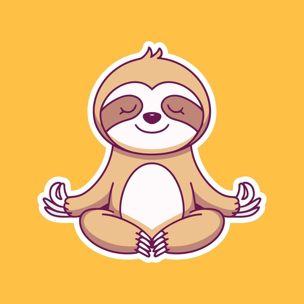 Cute Sloth in a Meditative Pose, Perfect for Kids Products vector