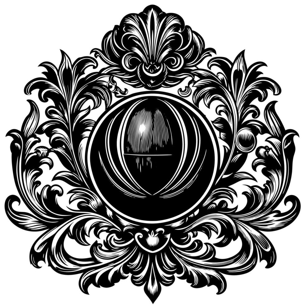 Elegant Oval Frame with Floral Motifs and Crown vector