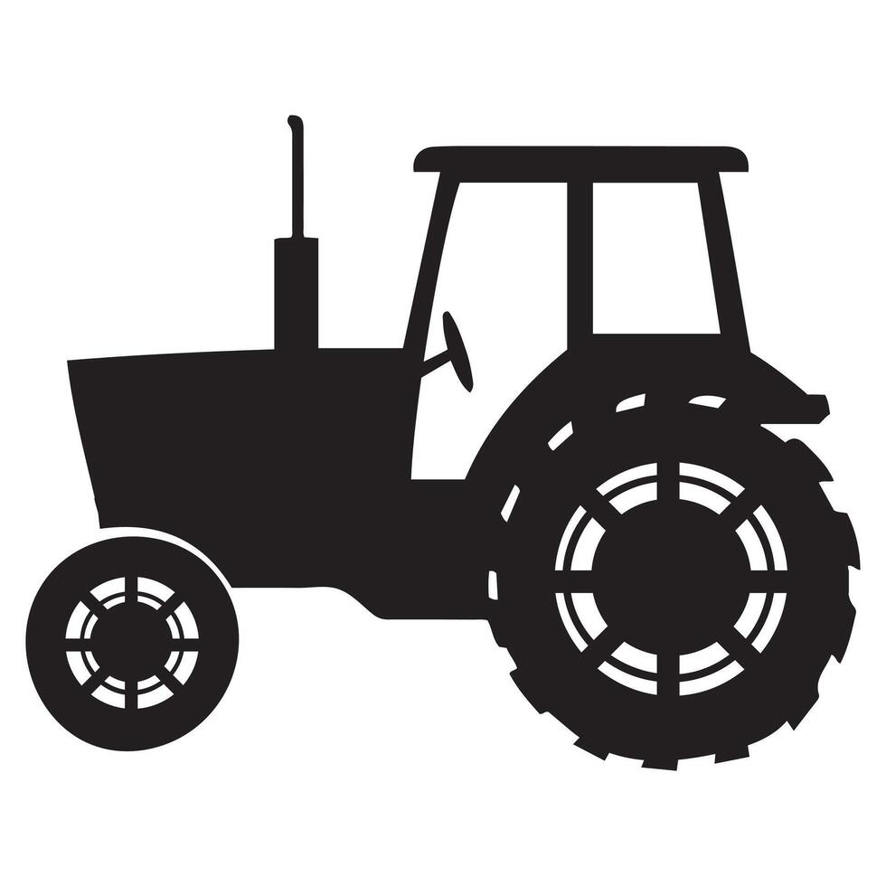 A clean and modern silhouette of a tractor, perfect for use in digital and print design projects. vector