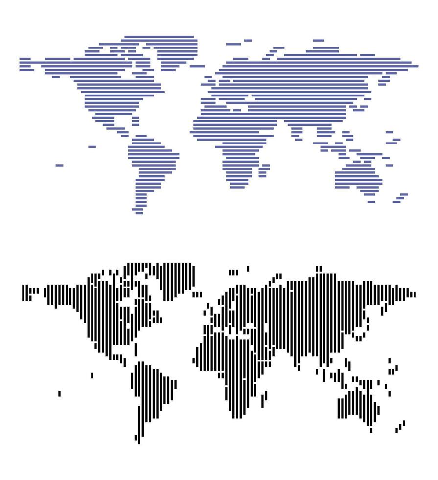 Horizontal or Vertical Strip Line World Map design in Infographics and Digital Cartography vector