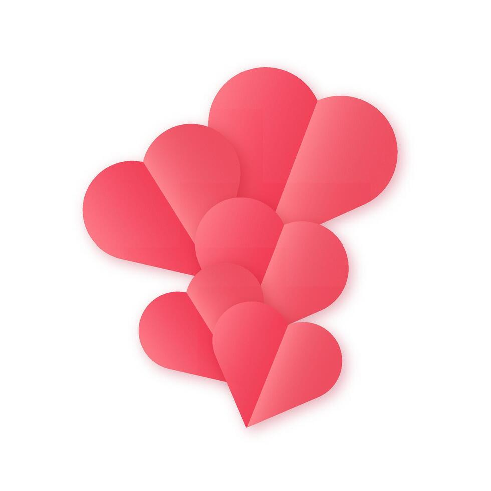 Red heart icons are collected as balloons on a white isolated background. Like heart clipart vector