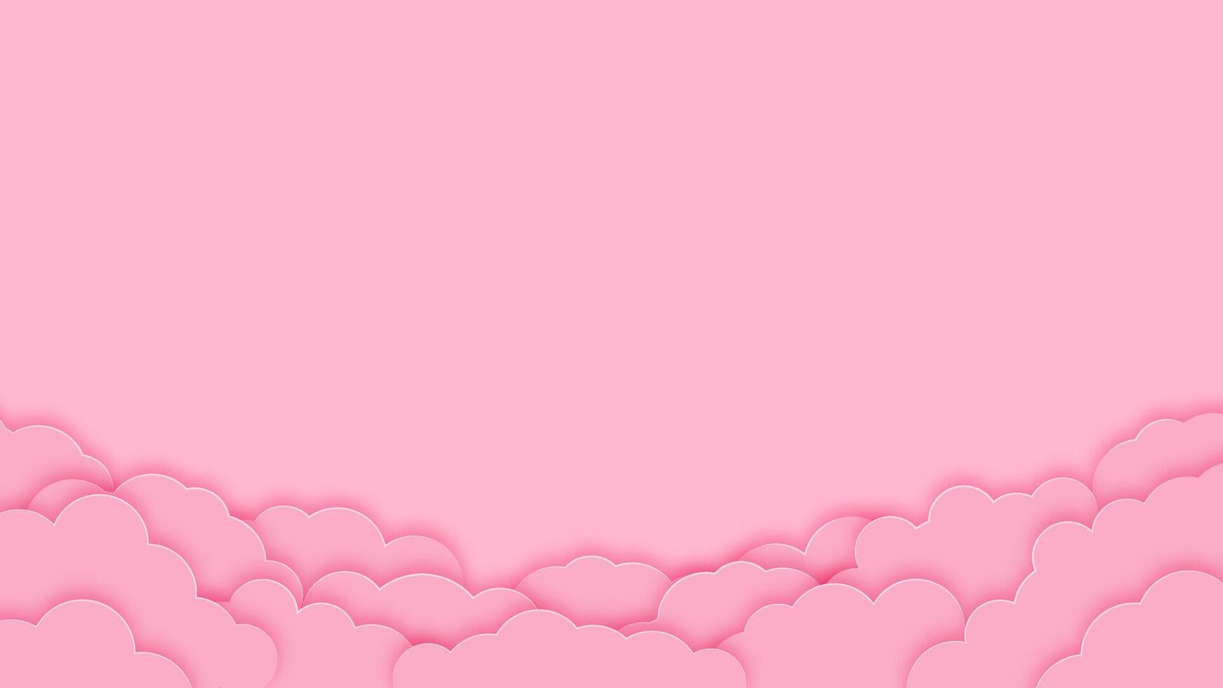 Romantic valentines day greeting card background with a pink banner, clouds, nubes, and balloons. Ideal for holiday designs or wedding invitations. vector