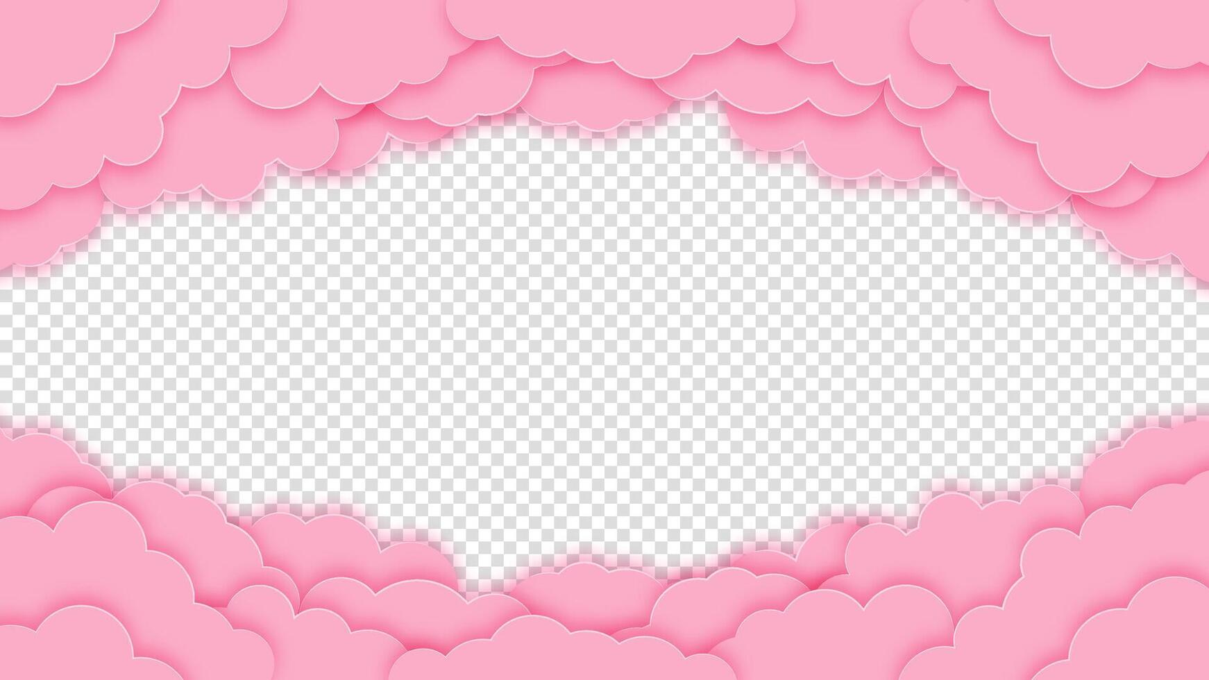 Holiday pink banner with clouds and nubes for a happy valentines day greeting card background. Ideal for romantic and festive designs. vector