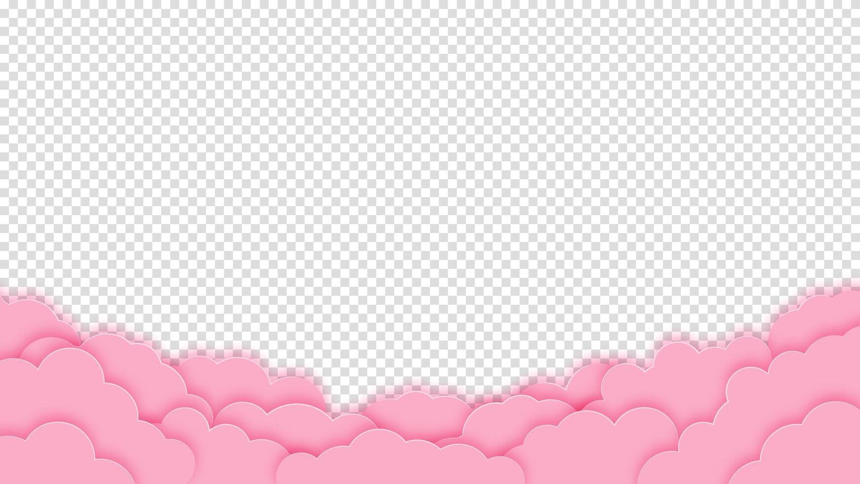 Pink valentines day banner with clouds and nubes for greeting card backgrounds. Romantic and festive design for weddings and holidays. vector
