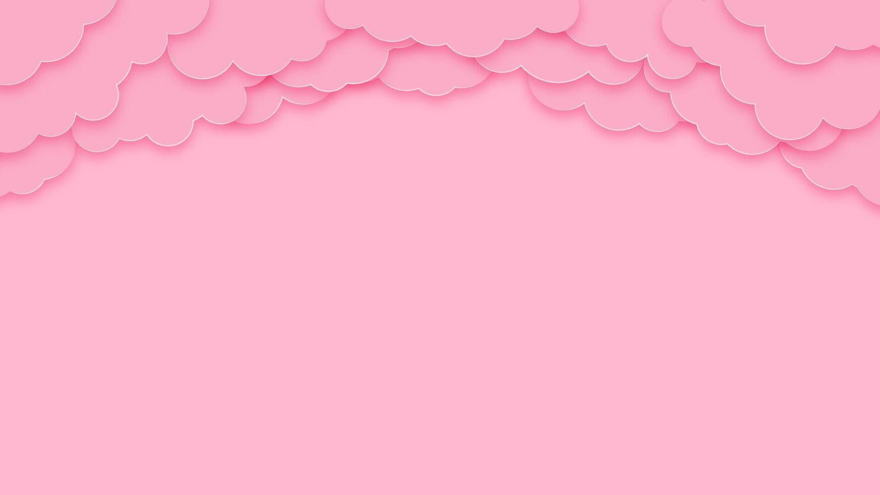 Pink valentines day banner with clouds, nubes, and balloons, creating a romantic greeting card background. Perfect for weddings and festive holiday designs. vector