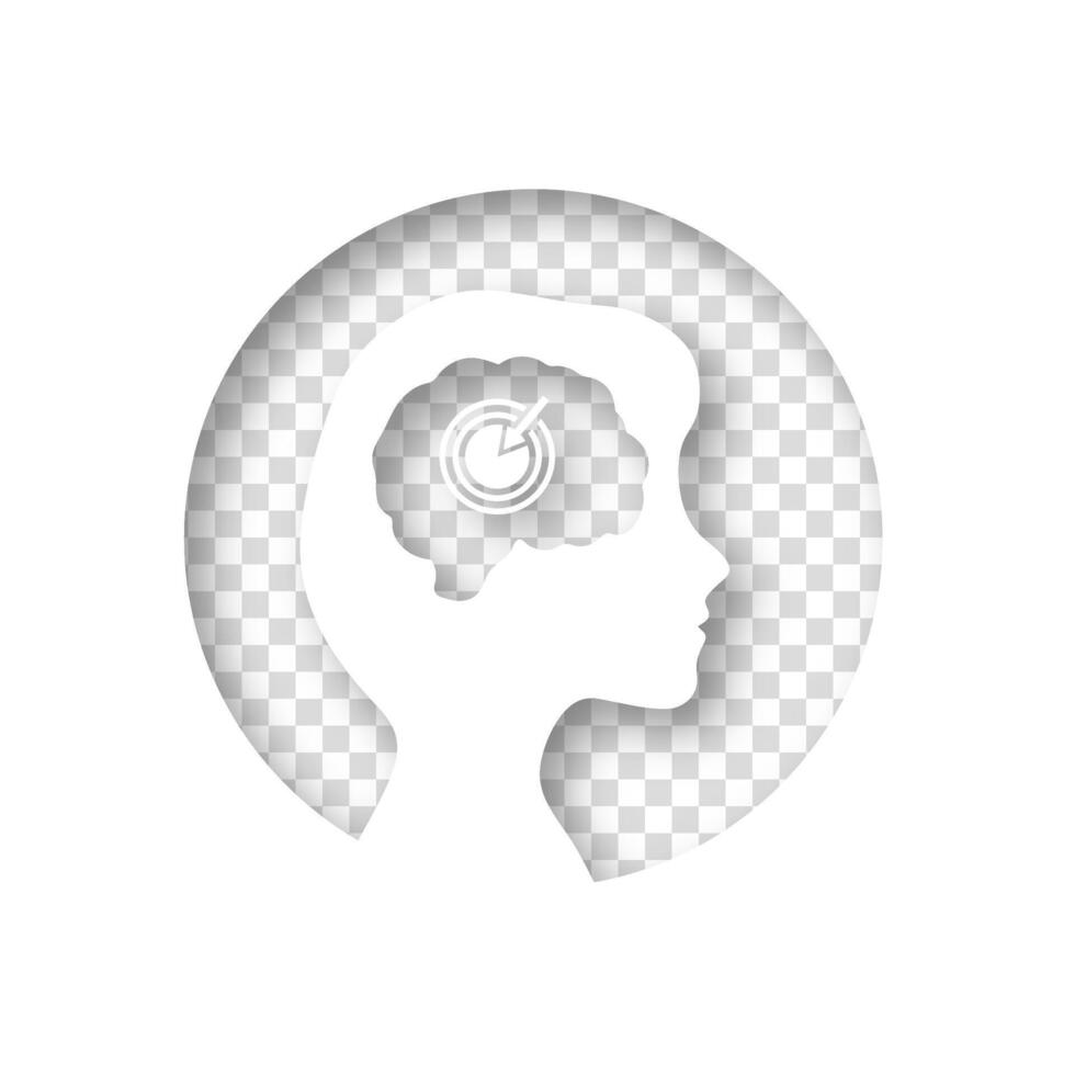 Conceptual illustration of migraine in people. Girl head brain sign icon. vector
