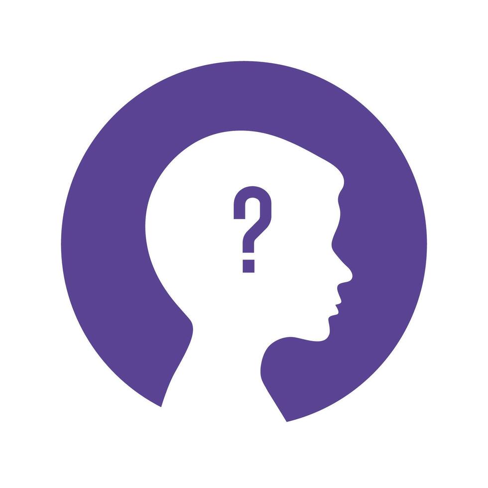 Question boy head icon. Problem solving. The concept of brain activity. vector