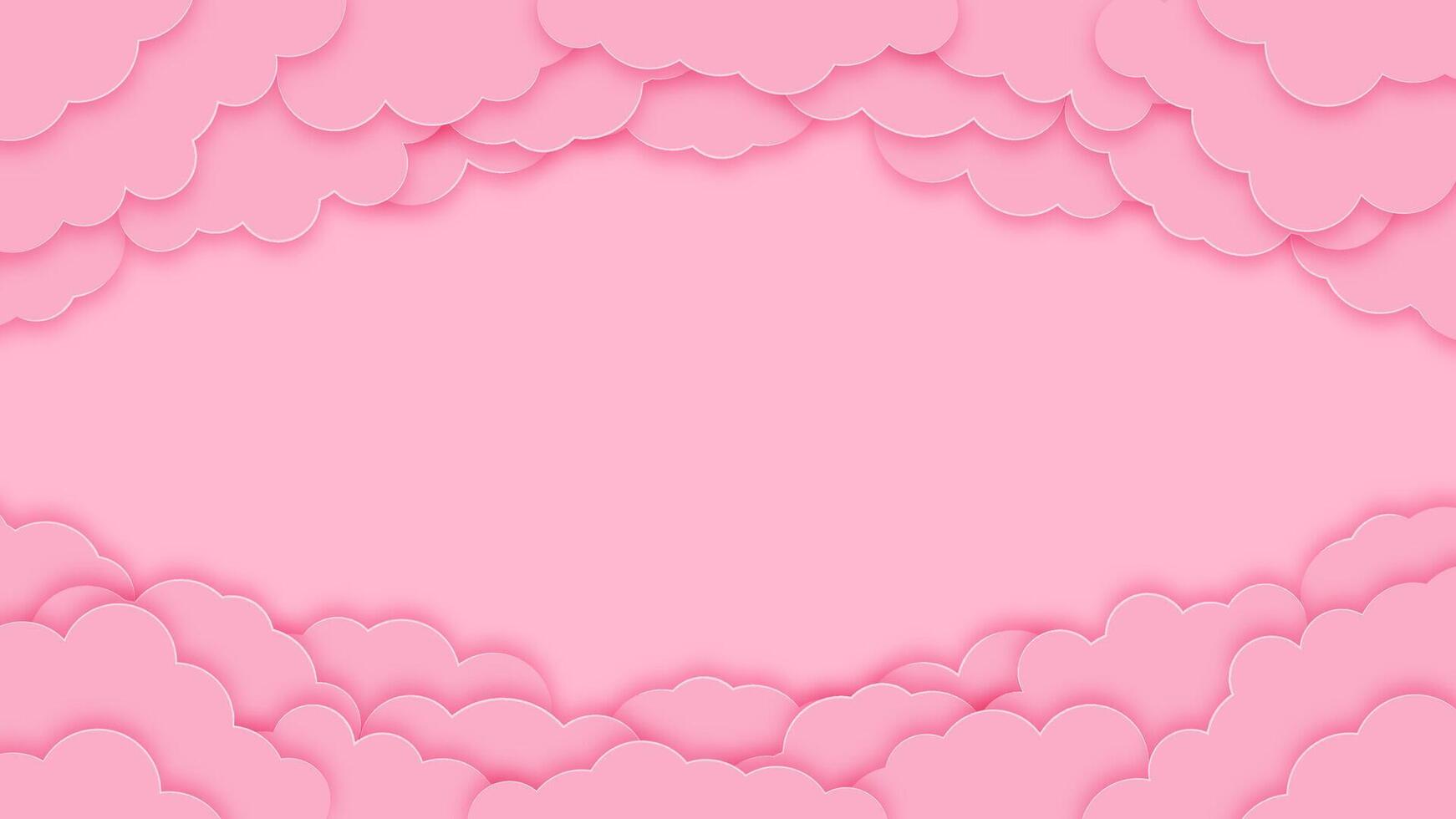 Holiday pink banner featuring clouds, nubes, and balloons for a happy valentines day greeting card background. Romantic design for weddings or special celebrations. vector