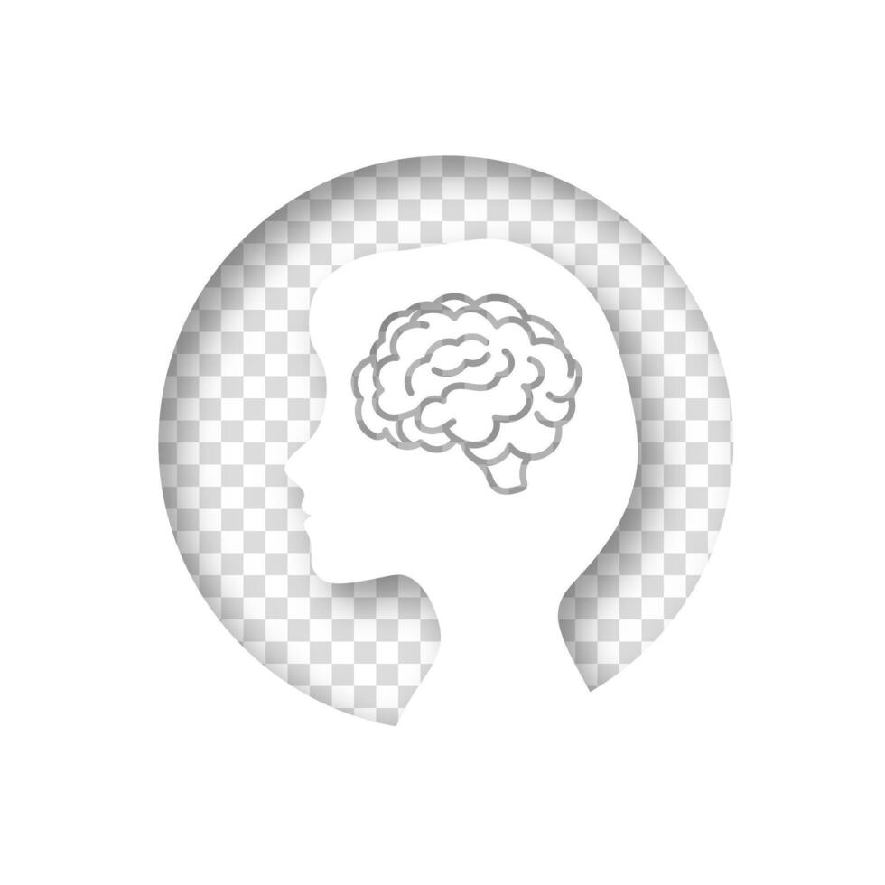 Girl head brain sign icon. Conceptual illustration of migraine in people. vector