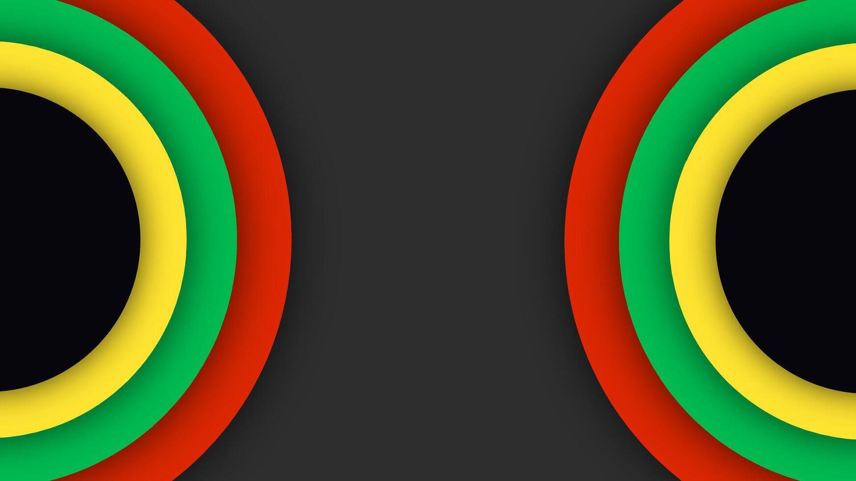Abstract Black History Month banner. Lettering on red, yellow, green, and black circles celebrating inclusion and cultural pride. vector