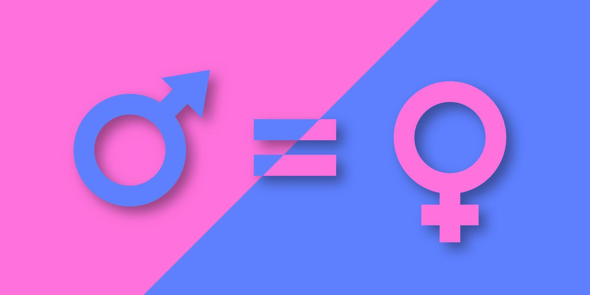 Plain background featuring male and female gender icons. Concept of equality and social relationships between genders. vector