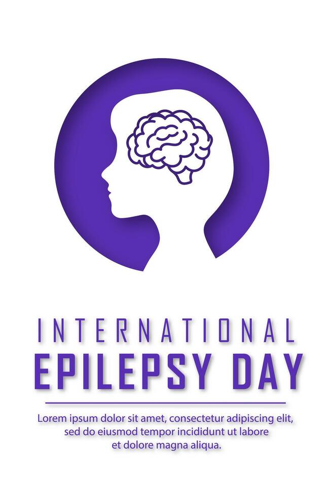 World Epilepsy Day awareness poster. White design with a silhouette of a girl in paper cut style. Focus on health, solidarity, and support. vector