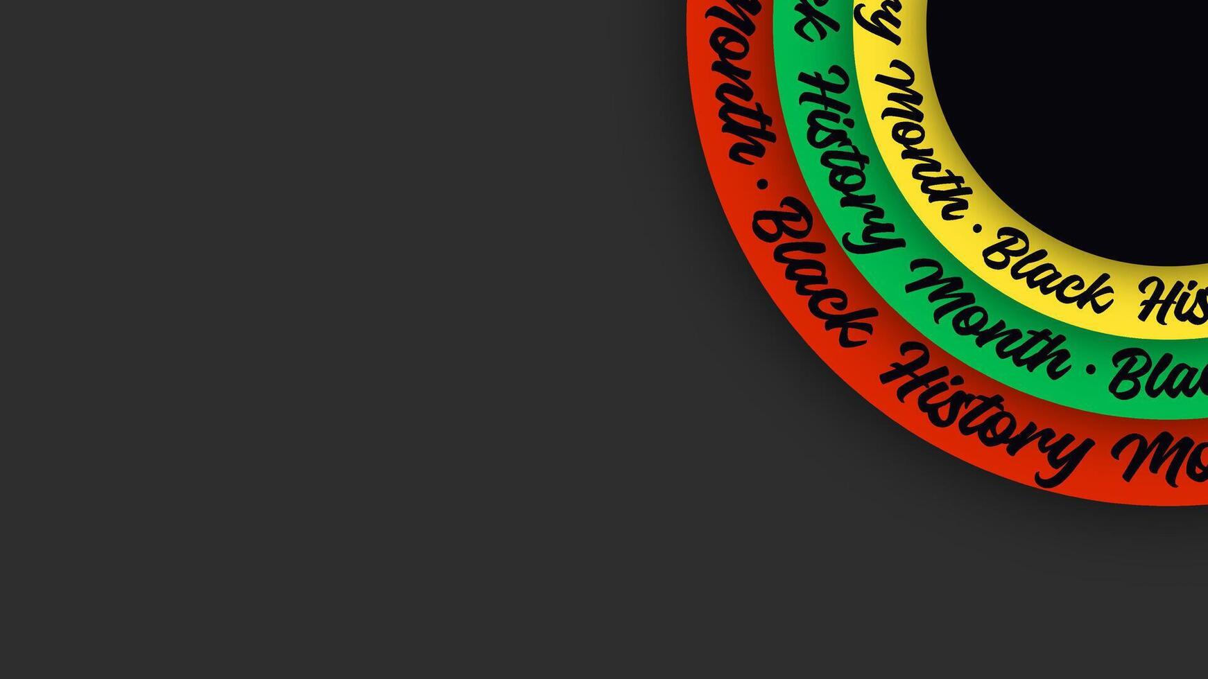 Black History Month lettering on vibrant red, yellow, green, and black circles. Emphasizing cultural pride and equality. vector