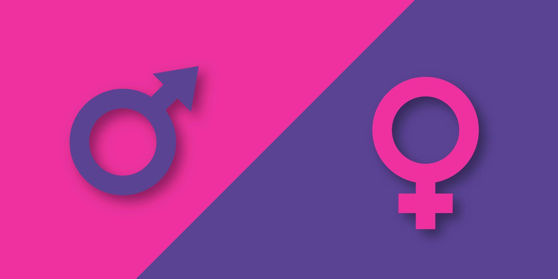 Plain background with gender symbols for male and female. Highlighting equality and relationships in a diverse society. vector