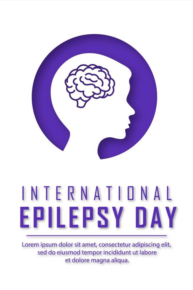 World Epilepsy Day awareness poster. White design with a silhouette of a boy in paper cut style. Focus on health, care, and support. vector