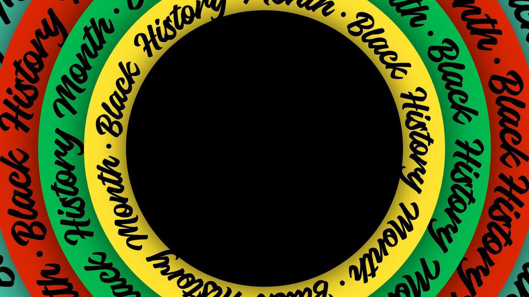 Black History Month banner. Abstract red, yellow, green, and black circles celebrating cultural pride, unity, and legacy. vector