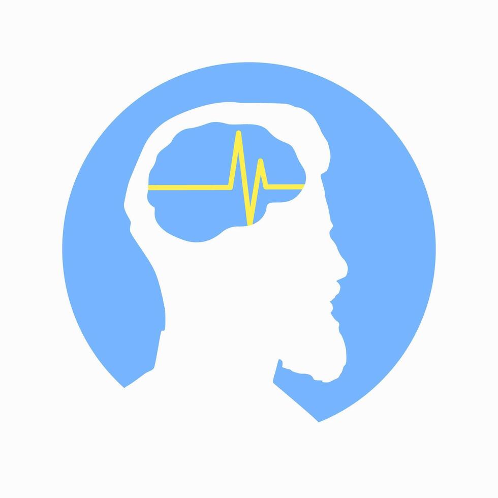 Stroke, epilepsy and Alzheimer s awareness, seizure disorder, stroke, ADHD. Illustration of human brain encephalography medical icon on human head vector