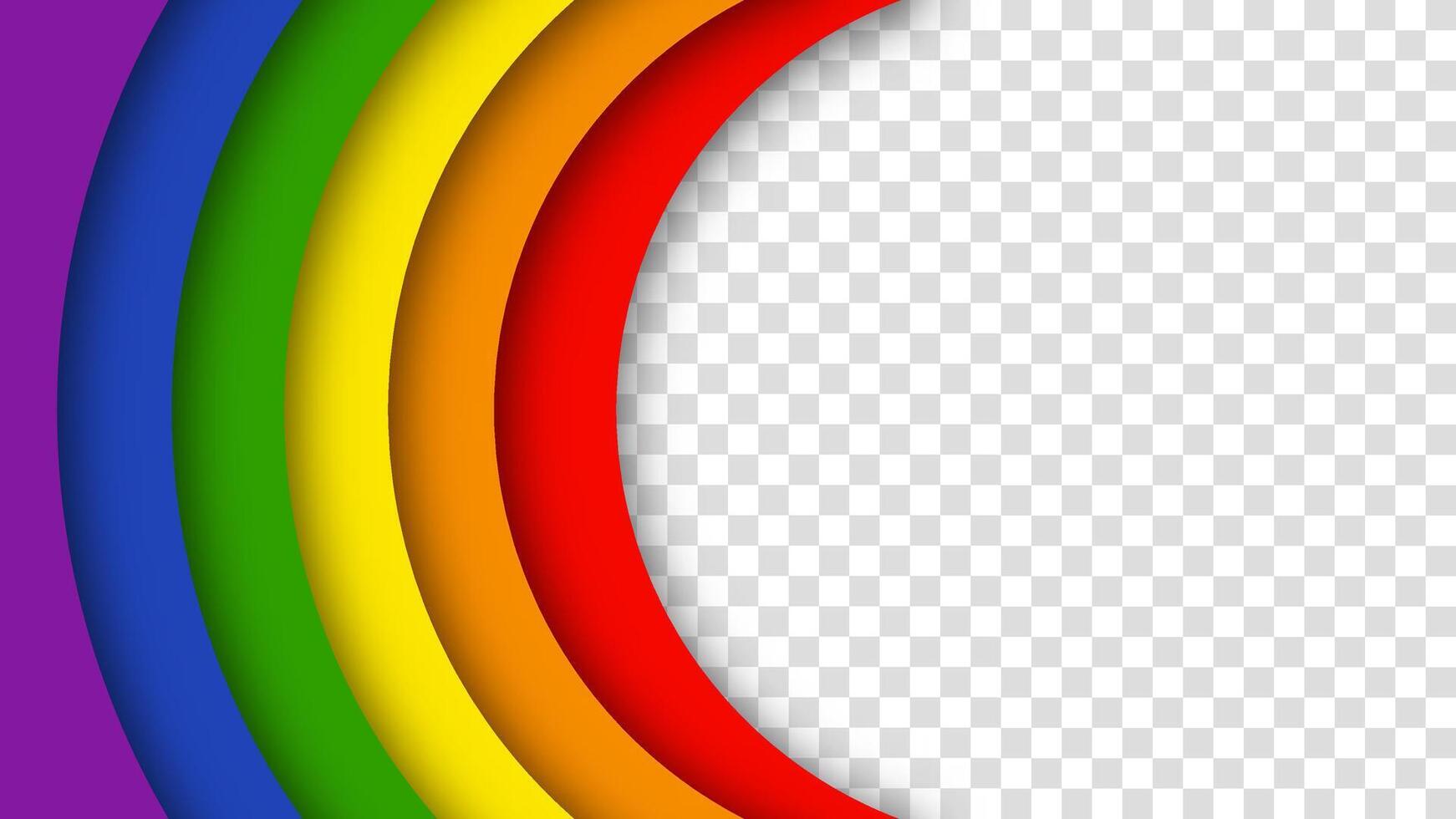 Bright LGBTQ color background with abstract rainbow circles. Includes red, orange, yellow, green, blue, and purple tones, celebrating equality and diversity. vector