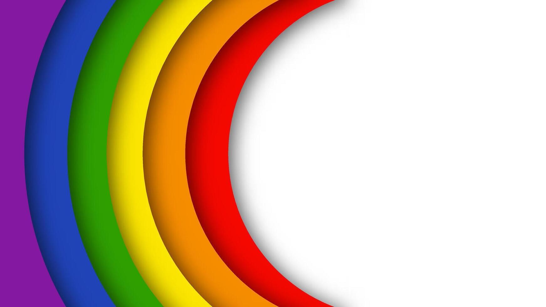 Abstract rainbow circle design for LGBTQ Pride month. Featuring geometric red, orange, yellow, green, blue, and purple elements. Celebrating love, equality, and diversity. vector