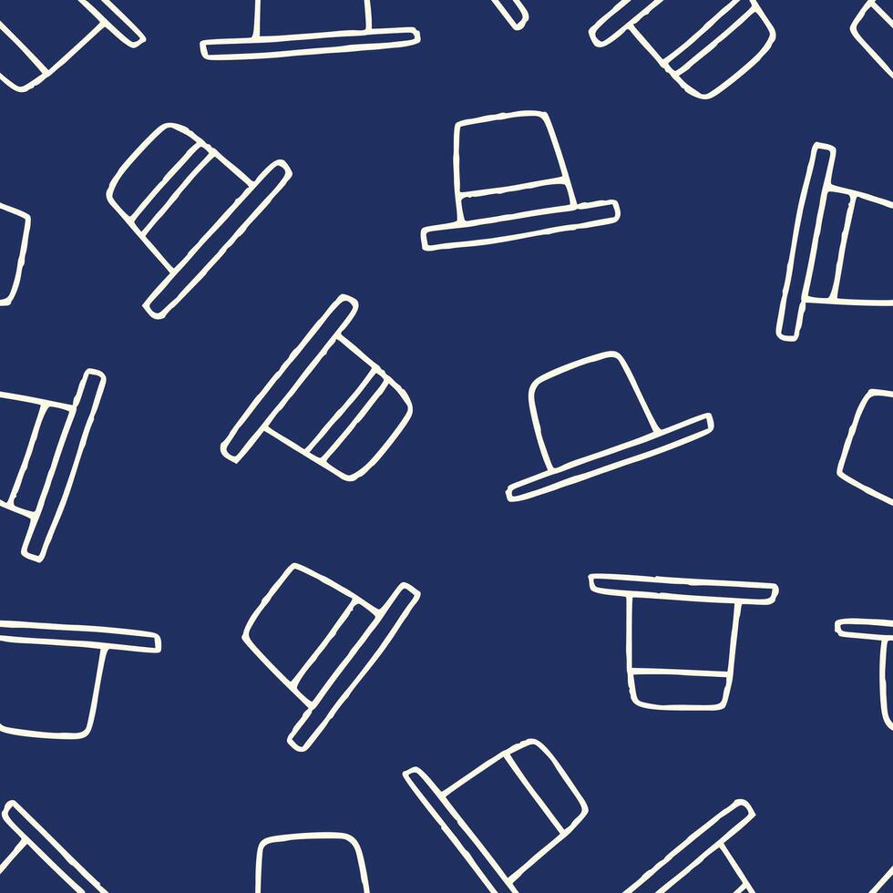 Outline Bunch of Bowler Hat Seamless Pattern illustration Design vector