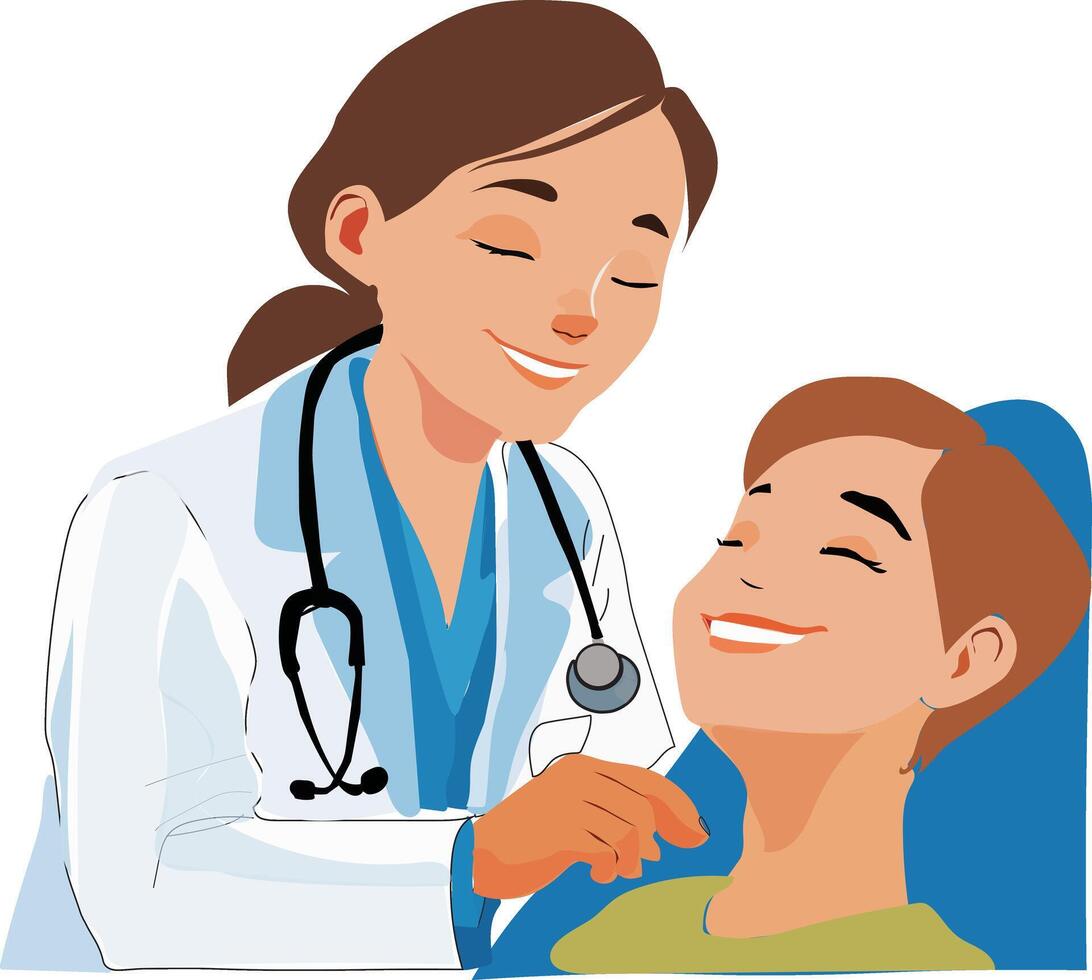 The doctor is treating a patient. seeing the patient vector