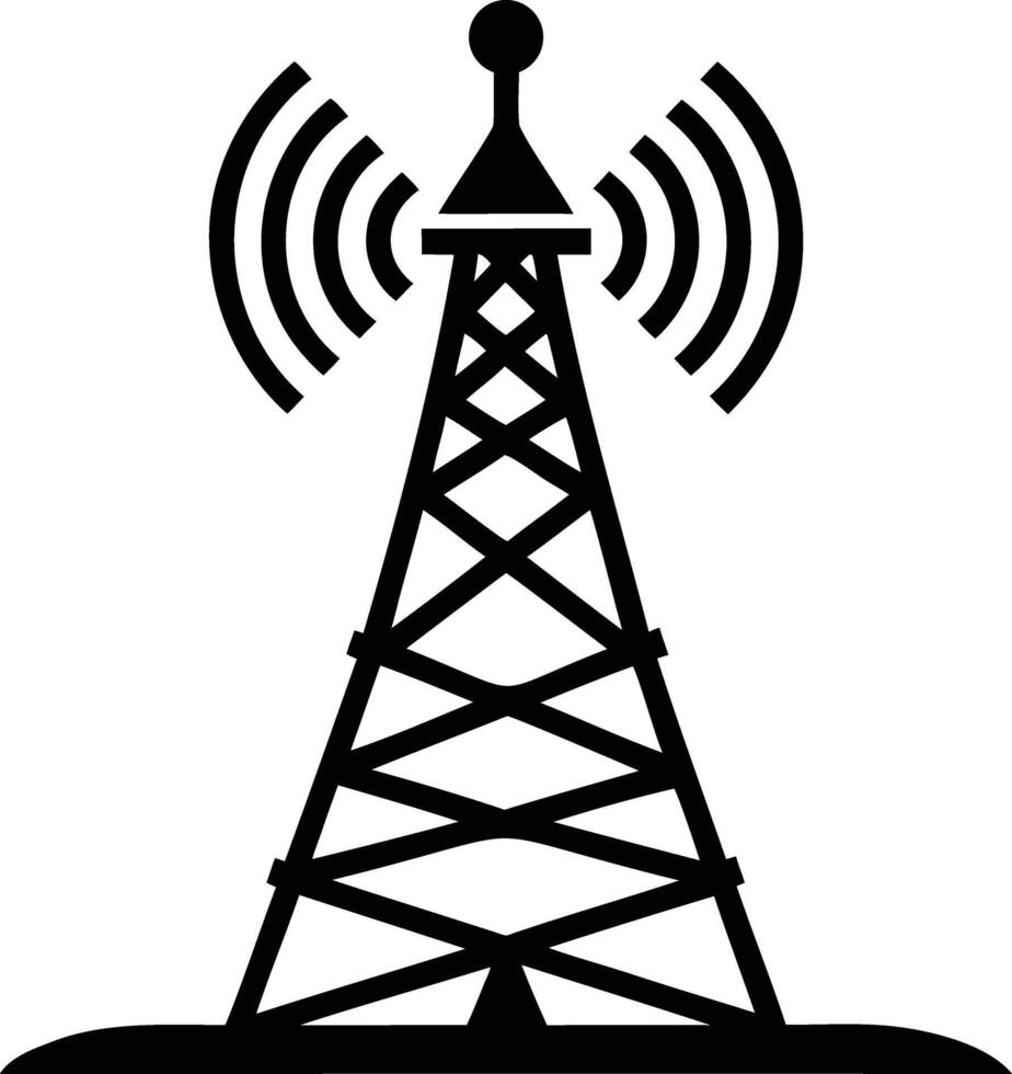 Transmitting Tower Silhouette Industrial and Communication Designs vector