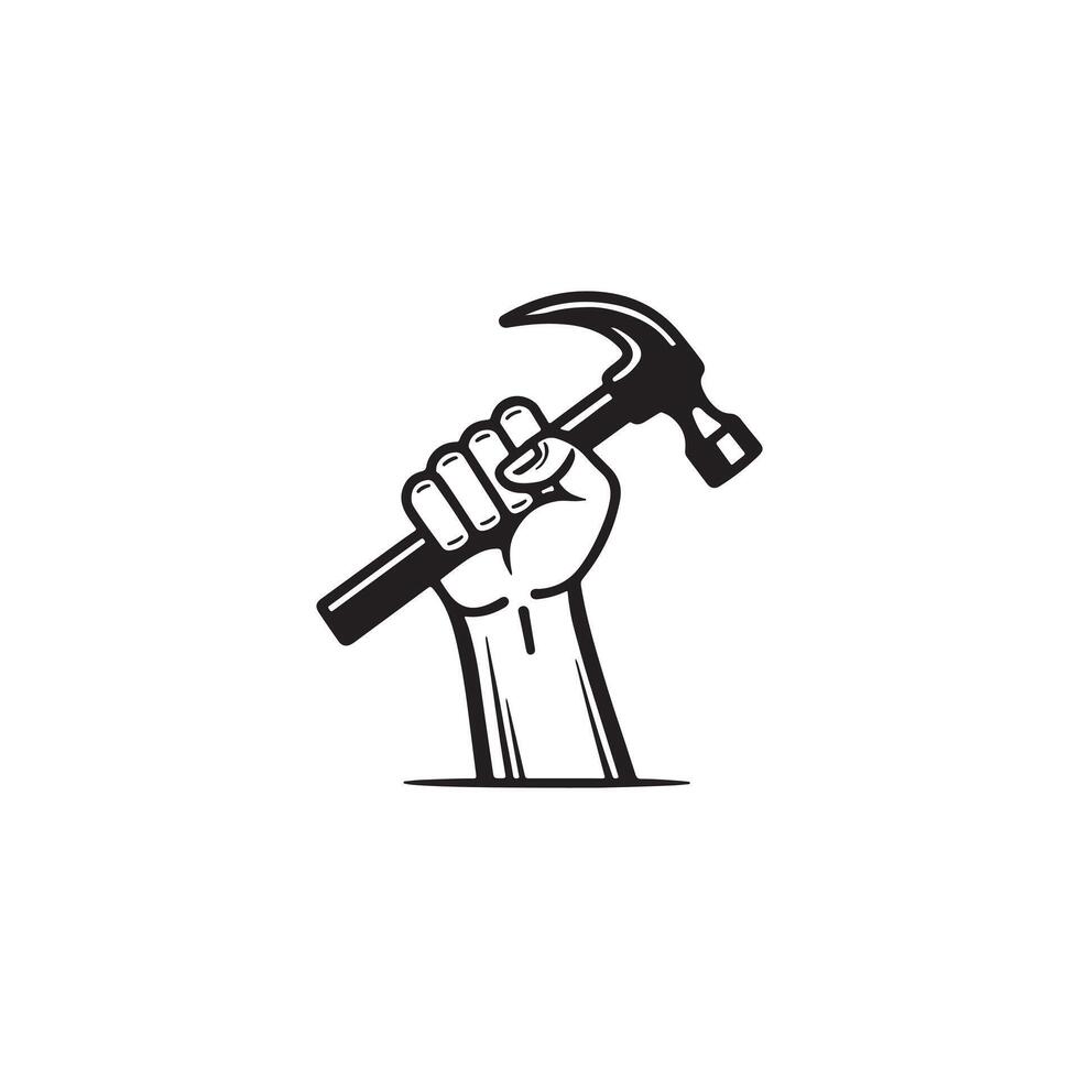 Hand held hammer icon vector
