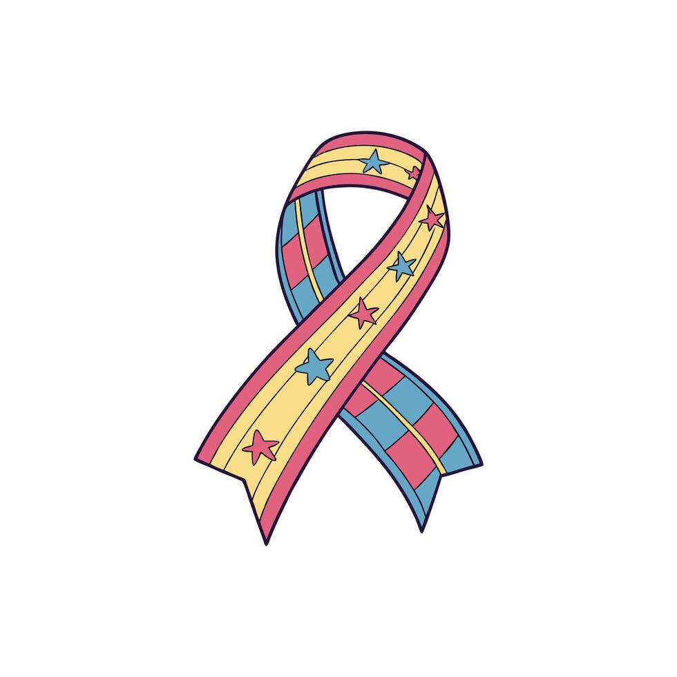 a colorful ribbon with stars and ribbons vector