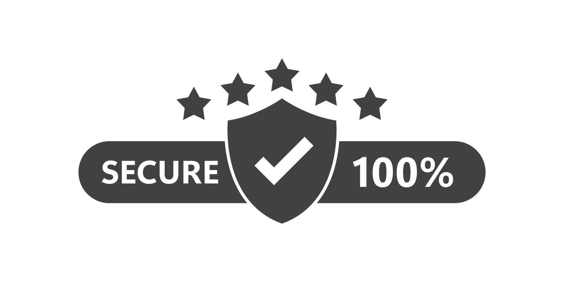 100 percent secure icon in flat style. Privacy guarantee illustration on isolated background. Safety risk sign business concept. vector
